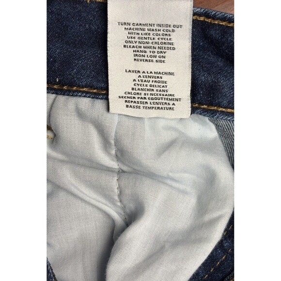 OAT New York High Rise Wide Leg Jeans Size 4/27 Rhinestone Pocket Detail Raw Hem - Picture 7 of 7